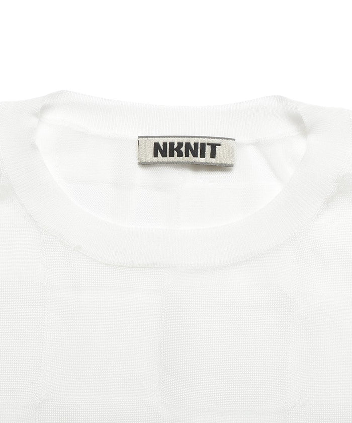 sheer checker pattern KNIT T-shirt_8