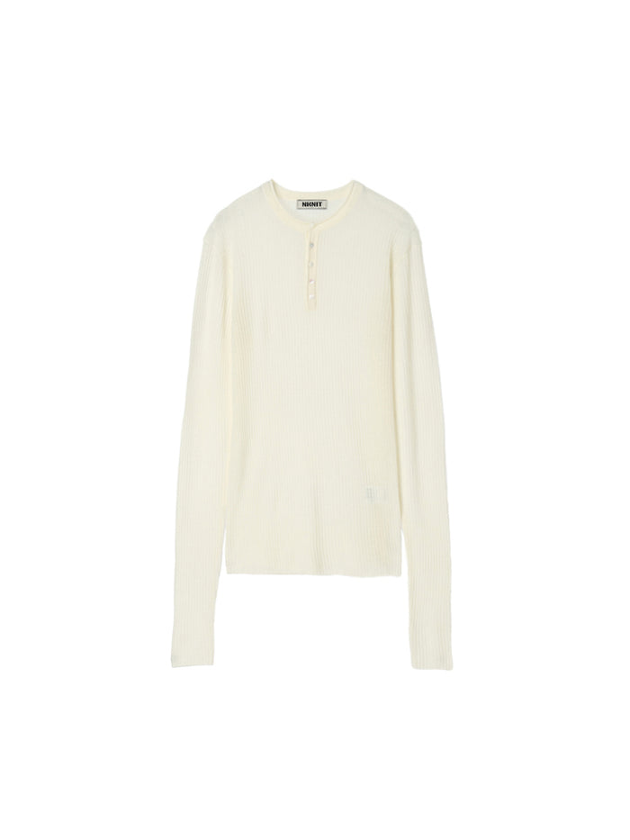 sheer rib henley KNIT