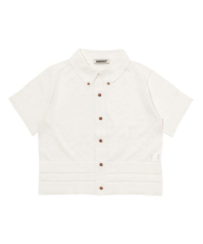sheer wood button KNIT shirt_2