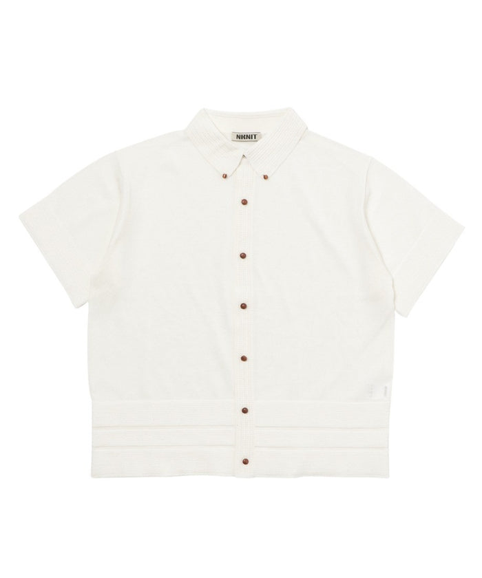 sheer wood button KNIT shirt_3
