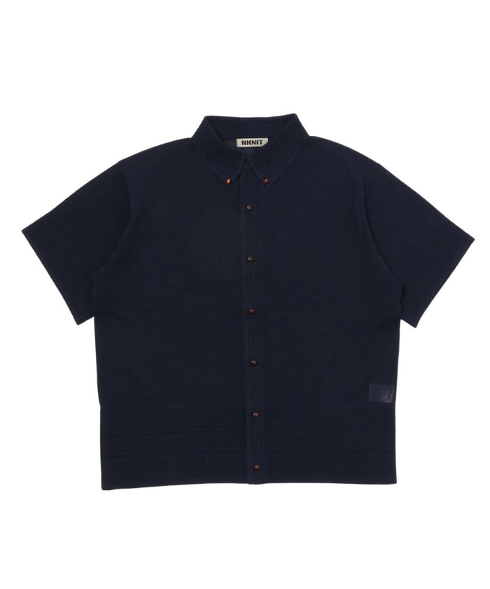 sheer wood button KNIT shirt_5