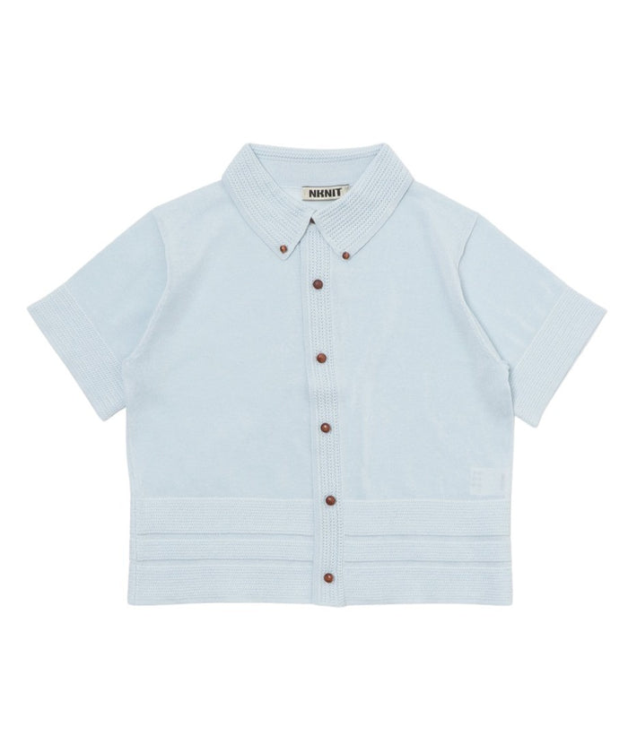 sheer wood button KNIT shirt_6