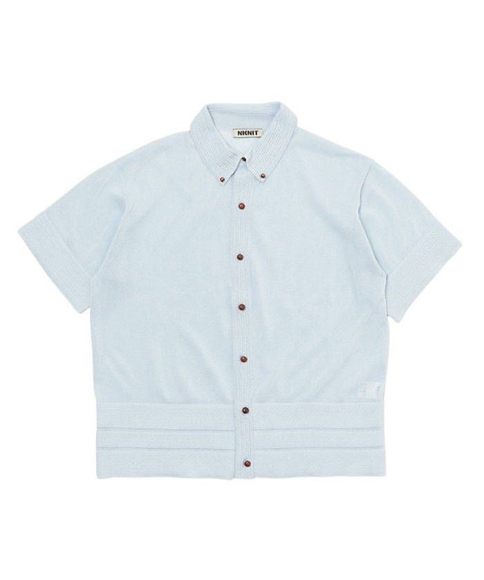 sheer wood button KNIT shirt_7