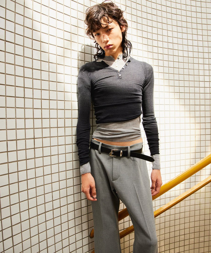 sheer wool henley neck KNIT_1