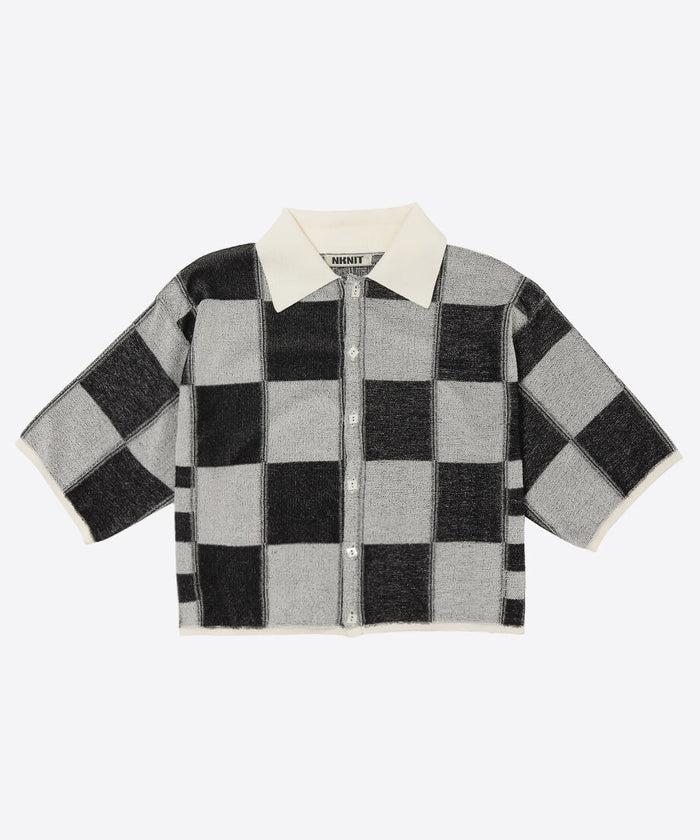 short check pattern knit shirt_3