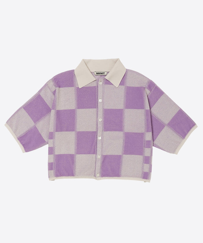 short check pattern knit shirt_4