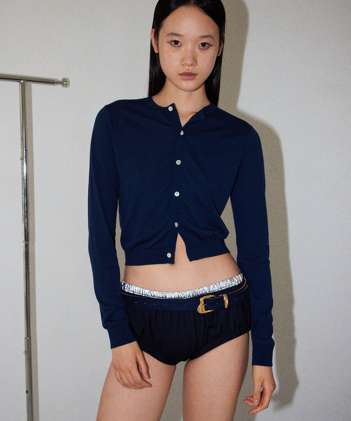 silk cotton crew neck KNIT cardigan_1