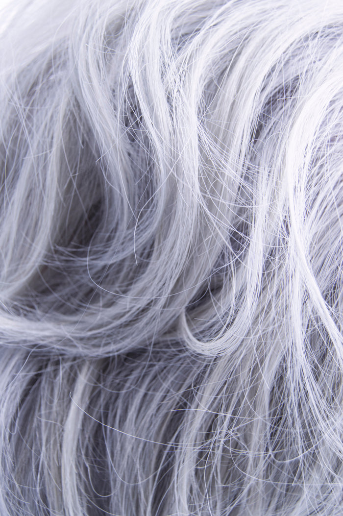 Close up of hair dyed with the icy Manic Panic Silver Stiletto