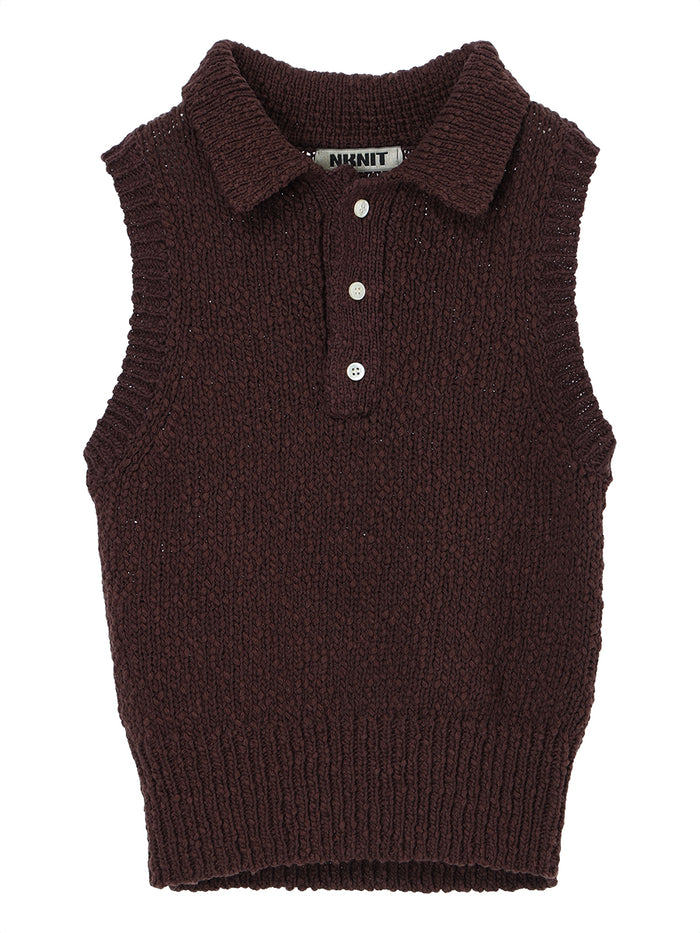 sleeveless KNIT  polo shirt