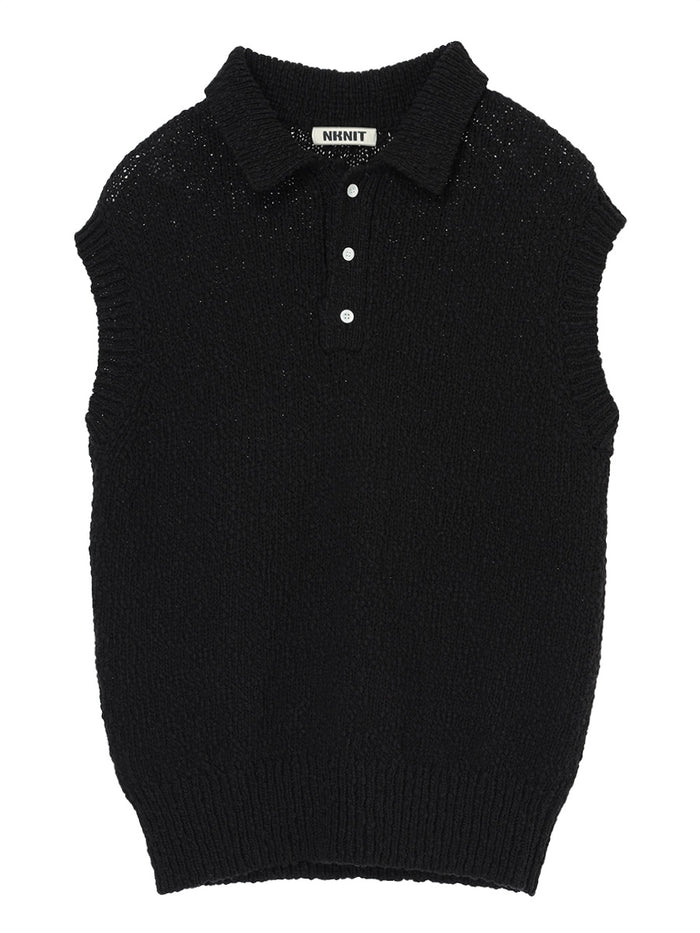 sleeveless KNIT  polo shirt