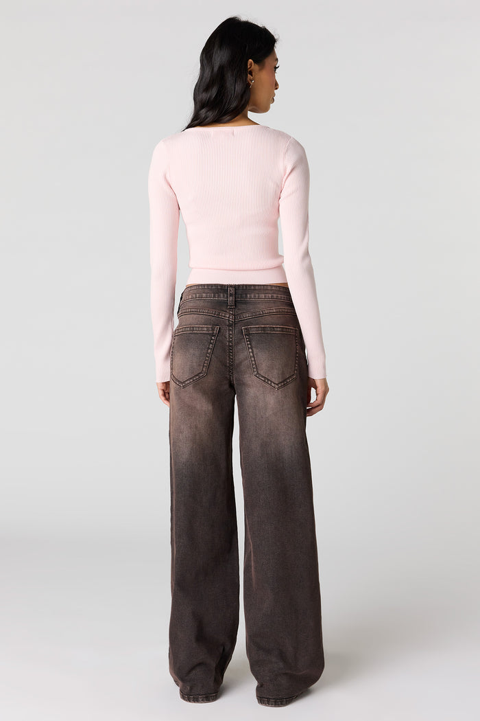Soho Stretch Mid Rise Super Baggy Latte Jean