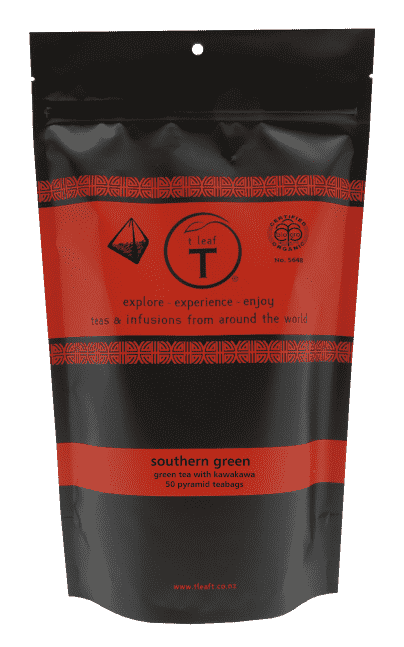 Southern green pyramids Pyramid pouch 200s detail view | pyramid tea bags New Zealand | t leaf T