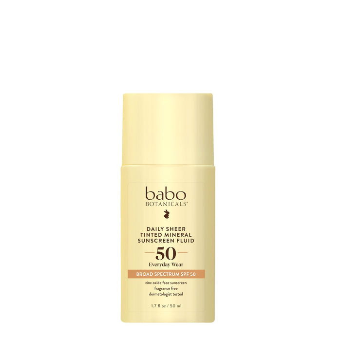 Babo Botanicals-SPF50 Daily Sheer Fluid Tinted Mineral Sunscreen-Sun Care-8063-front-The Detox Market |