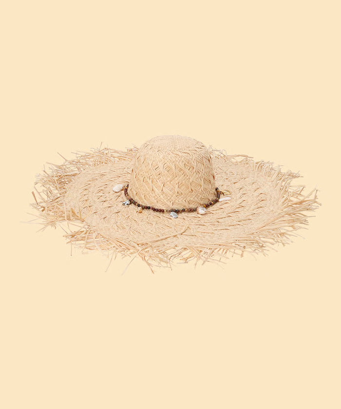 stone charm raffia hat
