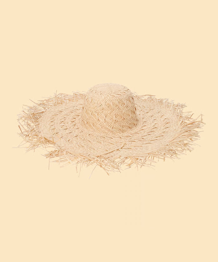 stone charm raffia hat