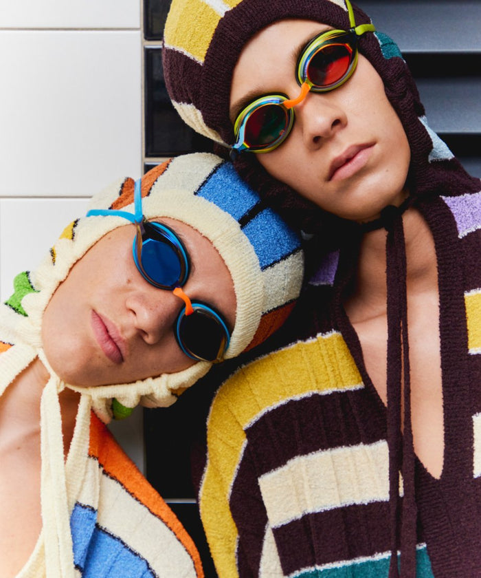 stripe KNIT towel hoodie_2