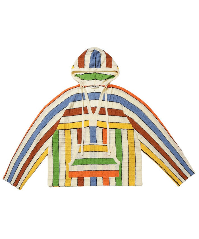 stripe KNIT towel hoodie_4