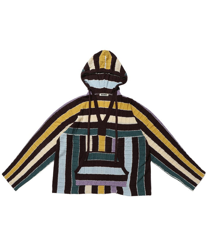 stripe KNIT towel hoodie_5