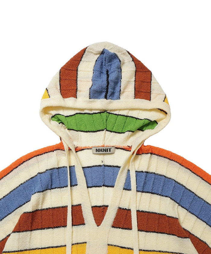 stripe KNIT towel hoodie_8