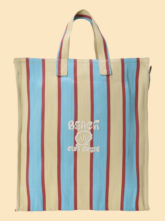 striped beach bag