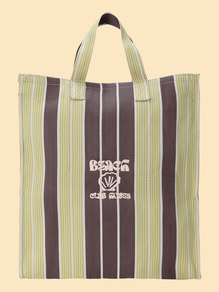 striped beach bag