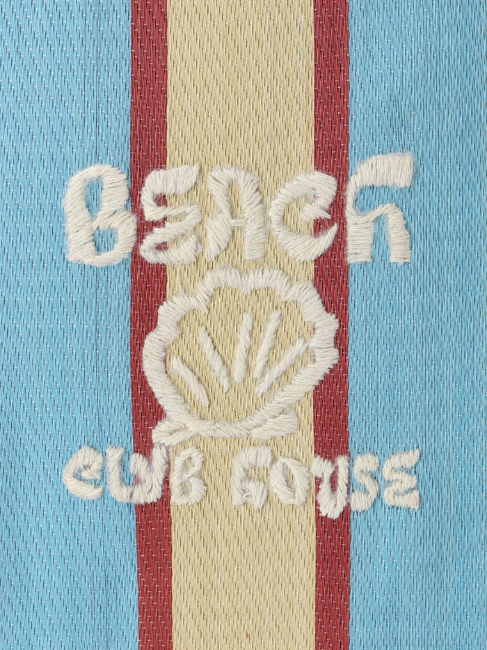 striped beach bag