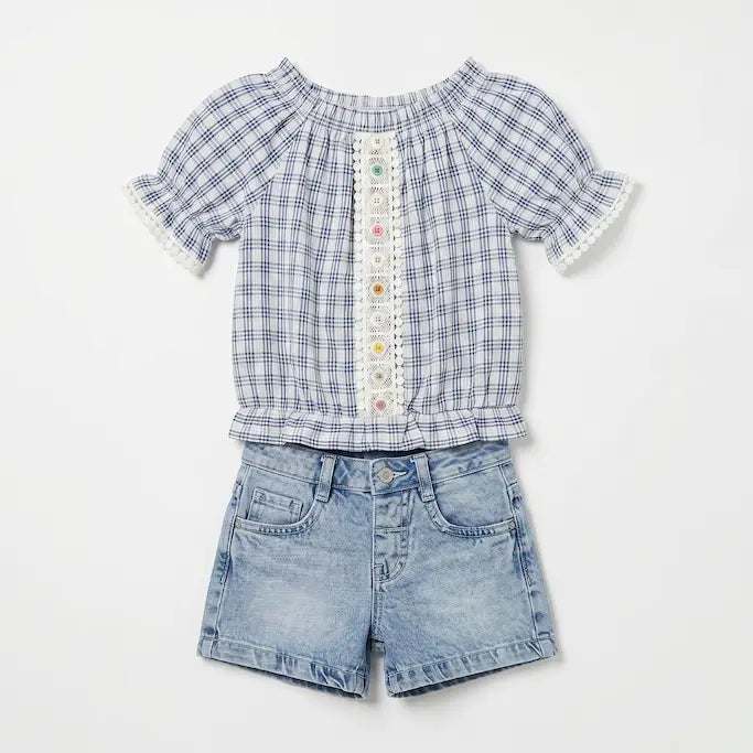 Stylish Square Girls Denim Set