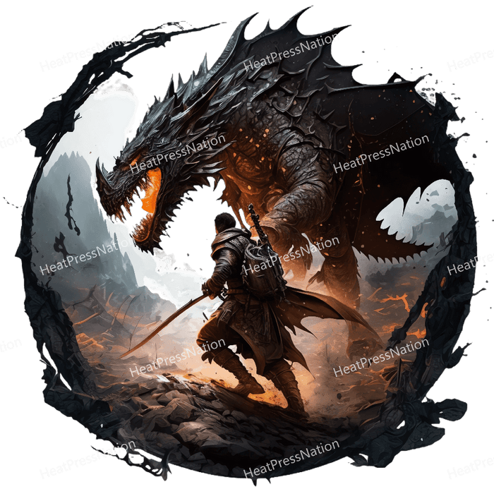 Sword Fighting Dragon Design - HeatPressNation