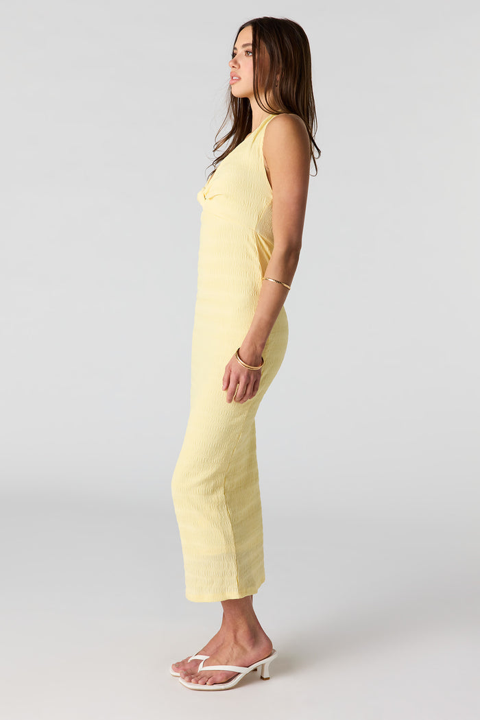 Textured Knit Midi Halter Dress