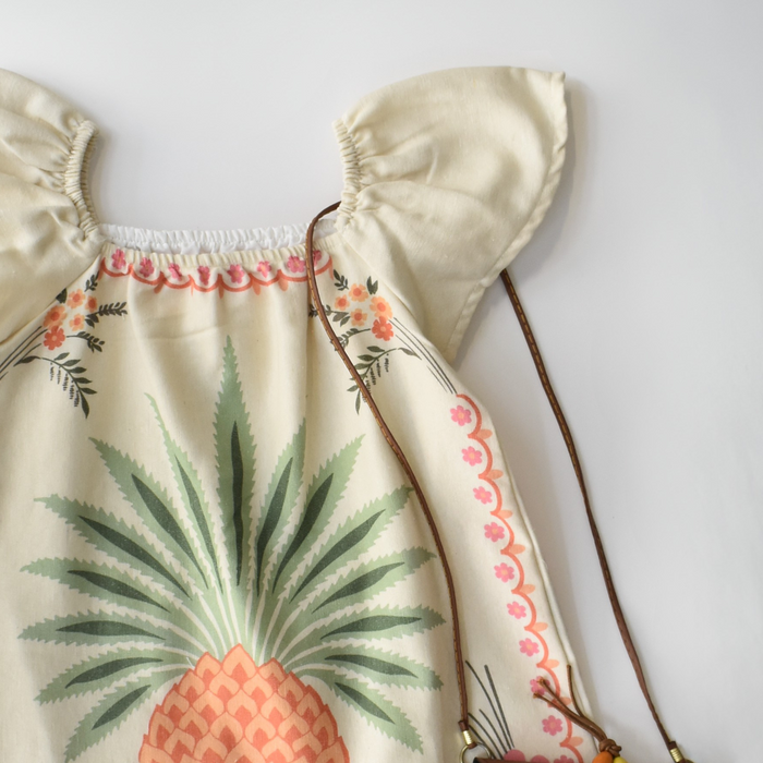 Tropical Isla Girls Linen Dress