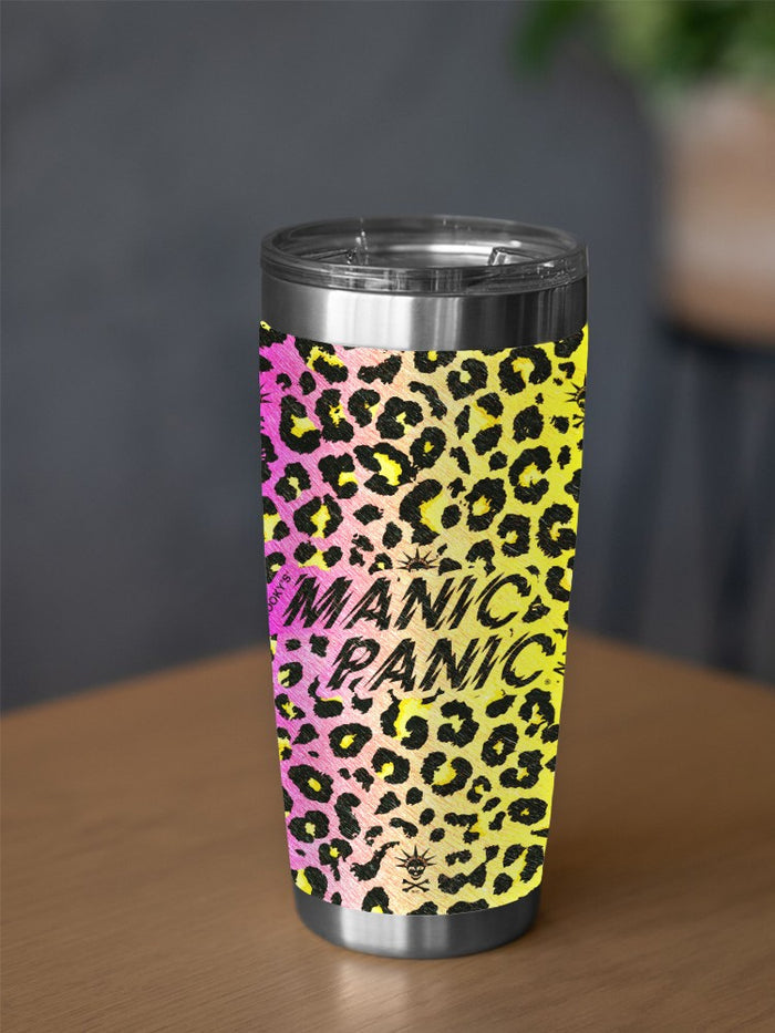 MANIC PANIC LOGO LEOPARD PRINT TUMBLER