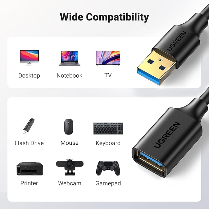 UGREEN USB 3.0 Extension Cable (3m, Black) - Image 2 - Office R Us