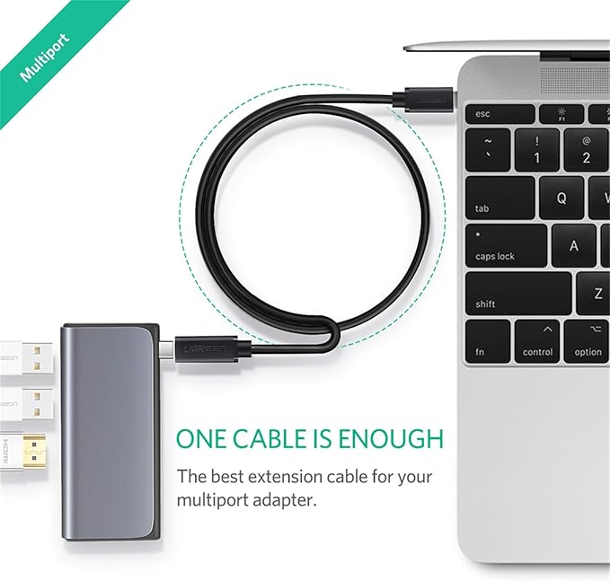 UGREEN USB-C Extension Cable (0.5m, USB 3.1 Gen 2, Black) - Image 3 - Office R Us
