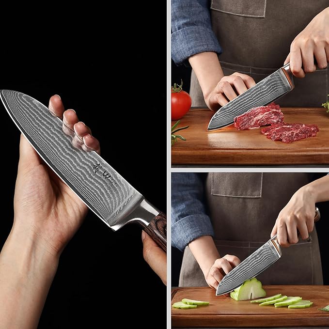 Wakoli EDIB 2-Piece Santoku Knife Set, 67-Layer Damascus Steel, VG10 Core