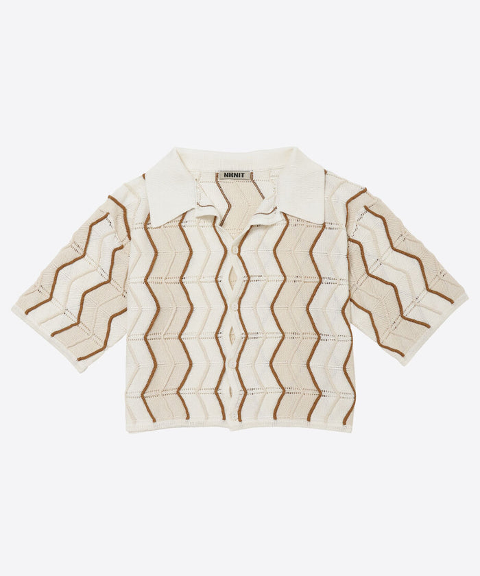 wave pattern knit shirt