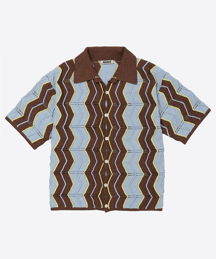 wave pattern knit shirt