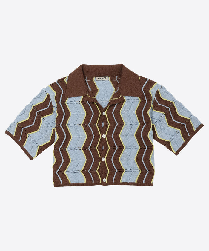 wave pattern knit shirt