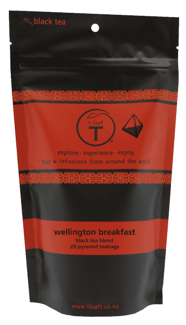 Wellington breakfast pyramids Pyramid 20s + tin front view | pyramid tea bags New Zealand | t leaf T
