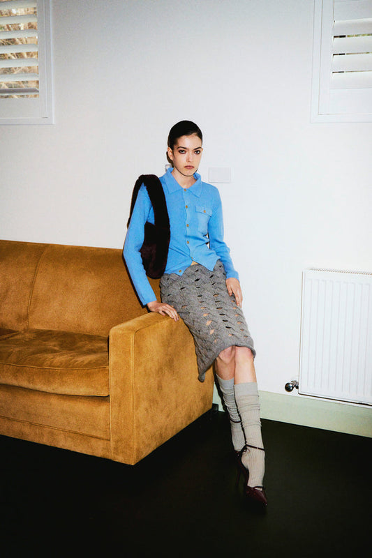 wool rib KNIT shirt cardigan