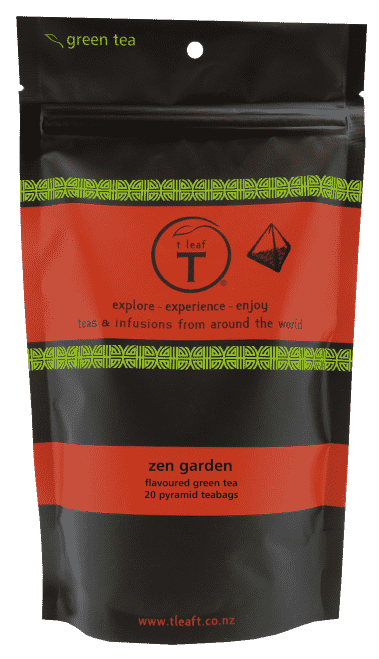 Zen garden pyramids Pyramid 20s + tin front view | pyramid tea bags New Zealand | t leaf T