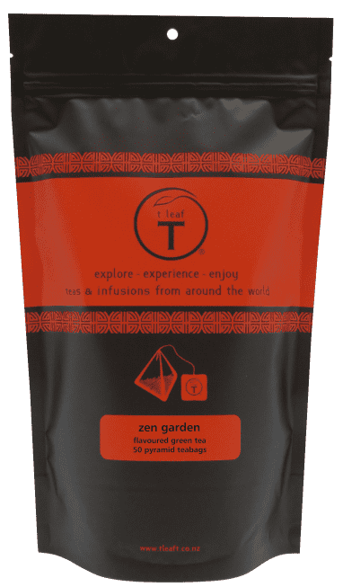 Zen garden pyramids Pyramid pouch 200s detail view | pyramid tea bags New Zealand | t leaf T